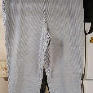Dalia Womens Striped Capris in Blue and White